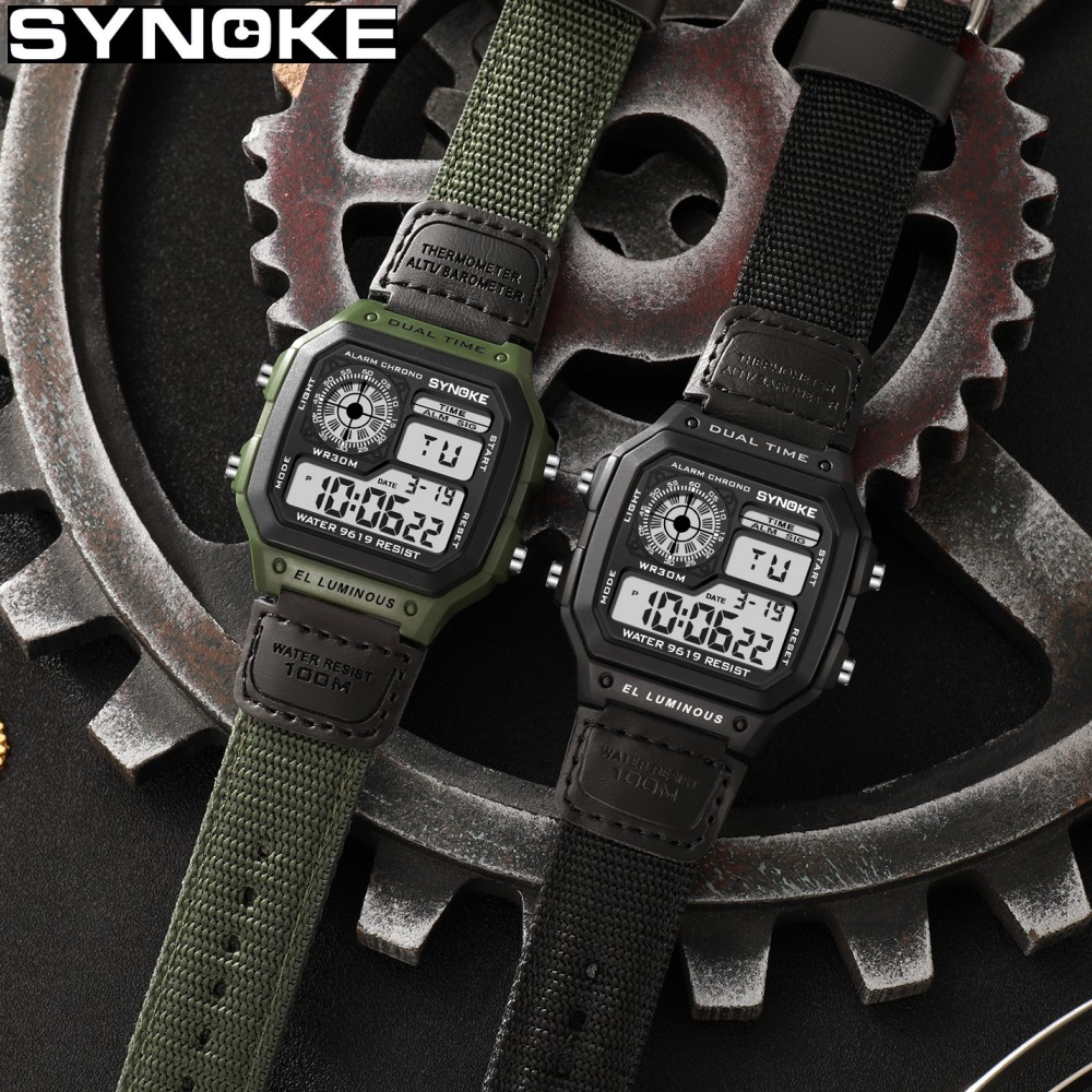 Canvas Strap Watch - Synoke relógio digital militar ao ar