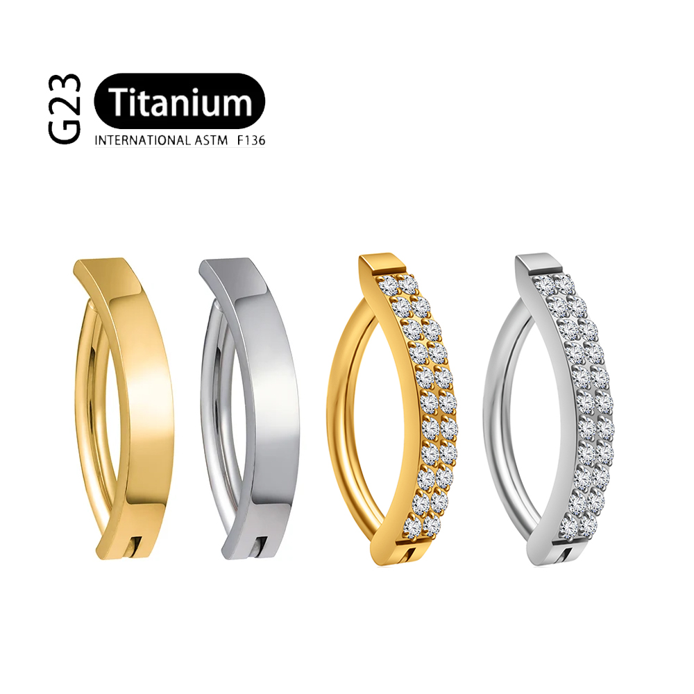 Curved Spring Bar - Piercing de titânio g23 14g, fileira