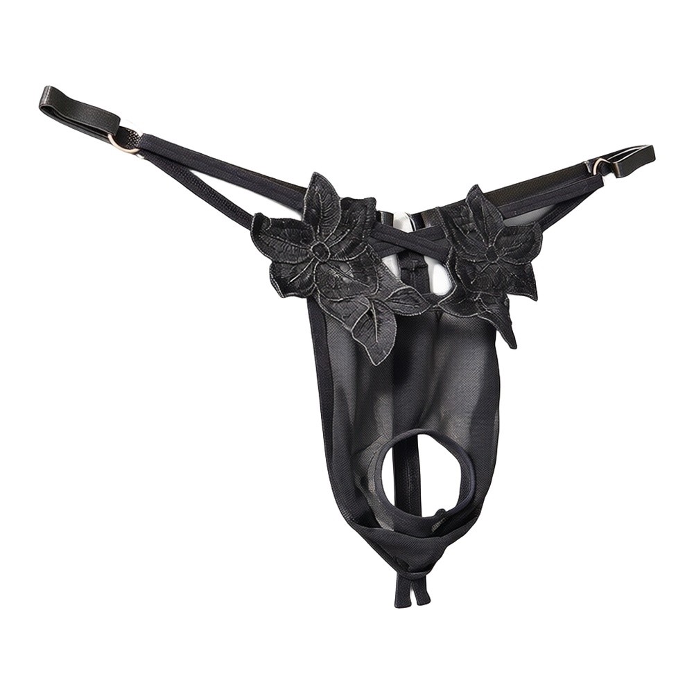 Mesh Strap Metal - Cueca G-String Masculina com Renda, Bordado