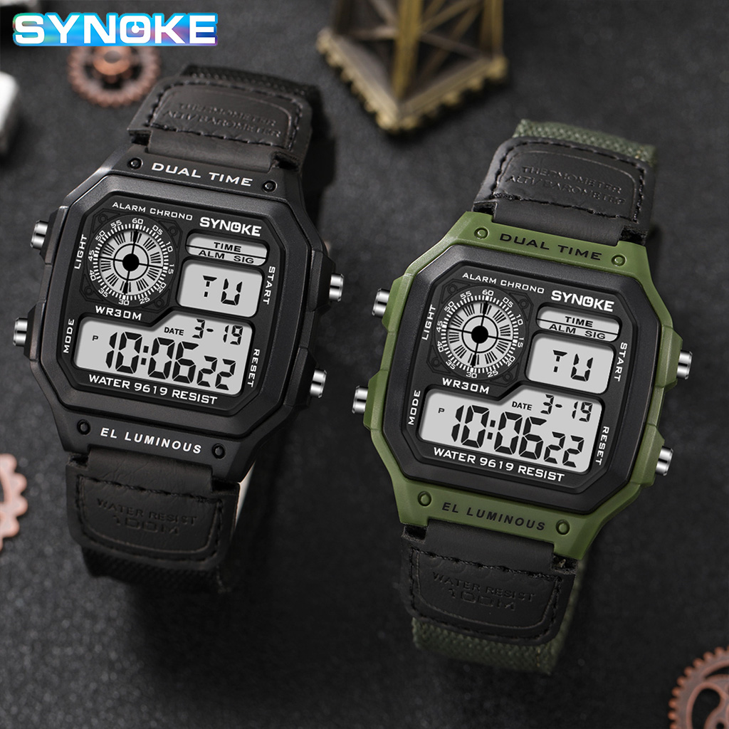 Synoke relógio digital militar - Canvas Strap Watch avaliação e preço