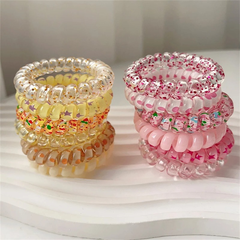 6pcs Laços de Cabelo em Resina - Silicone Band Women avaliação e preço