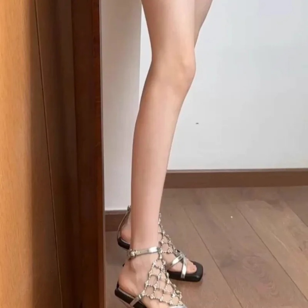 Sandálias Romanas Femininas de - Mesh Strap Metal avaliação e preço